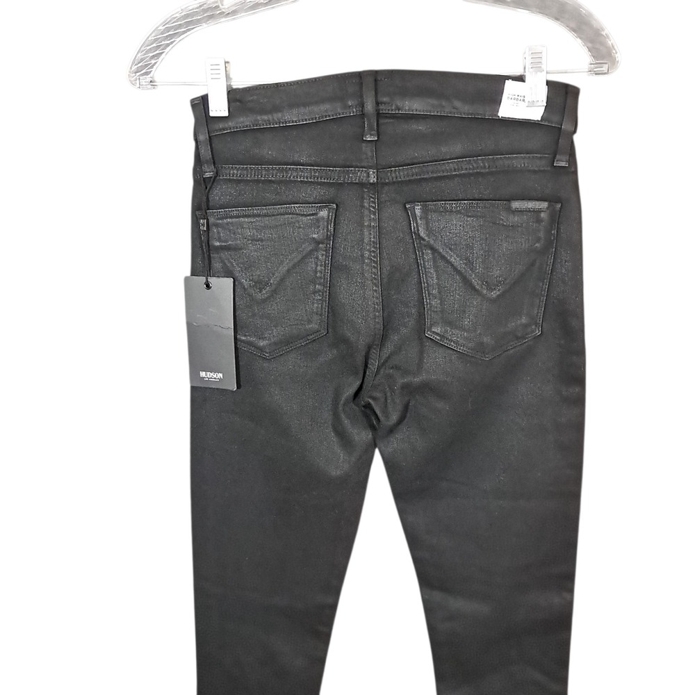 Hudson Jeans Barbara High-Waist Black Super Skinny Jean Women's 25 Emo Biker - Picture 5 of 13